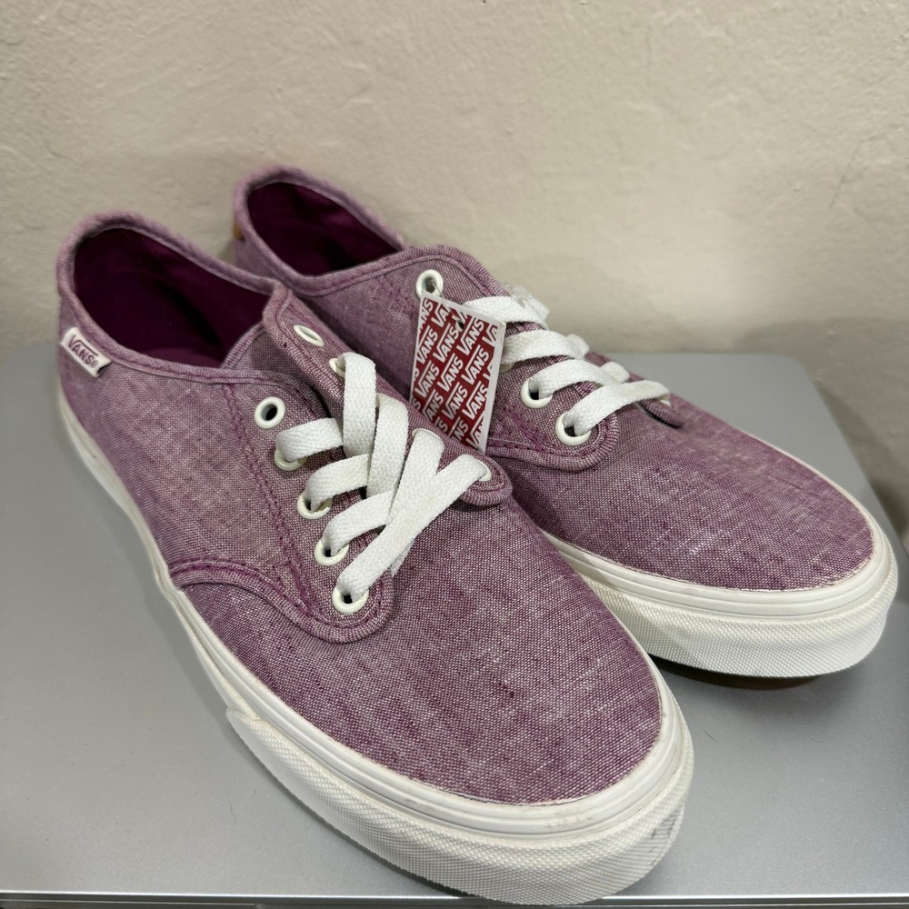 Vans Authentic‎ C&L Berry Purple Chambray Low Top Sneakers Women Shoes NEW
